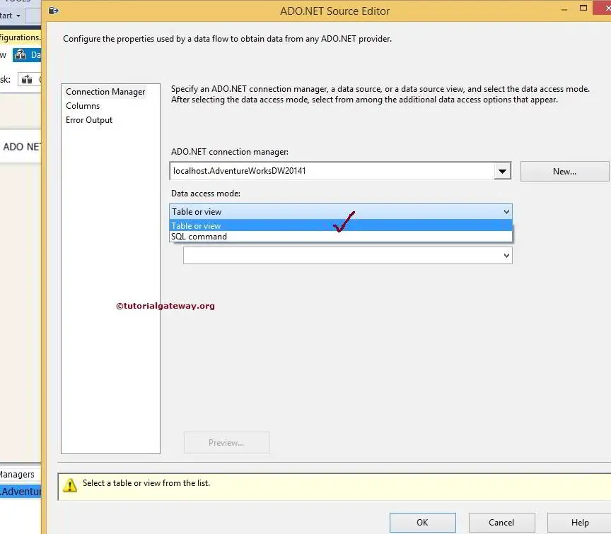 ADO.NET Source in SSIS 4
