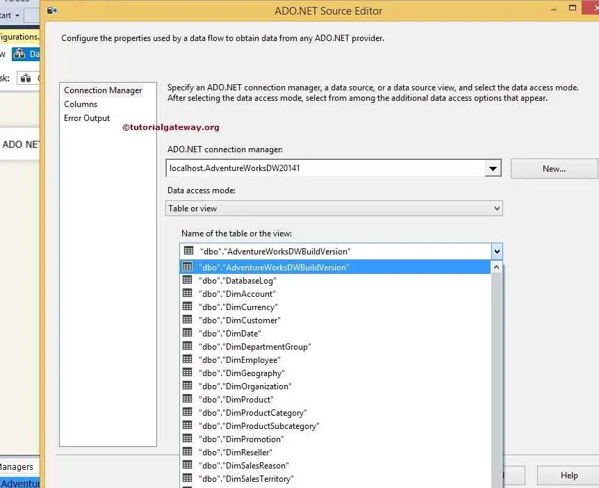 ADO.NET Source in SSIS 6