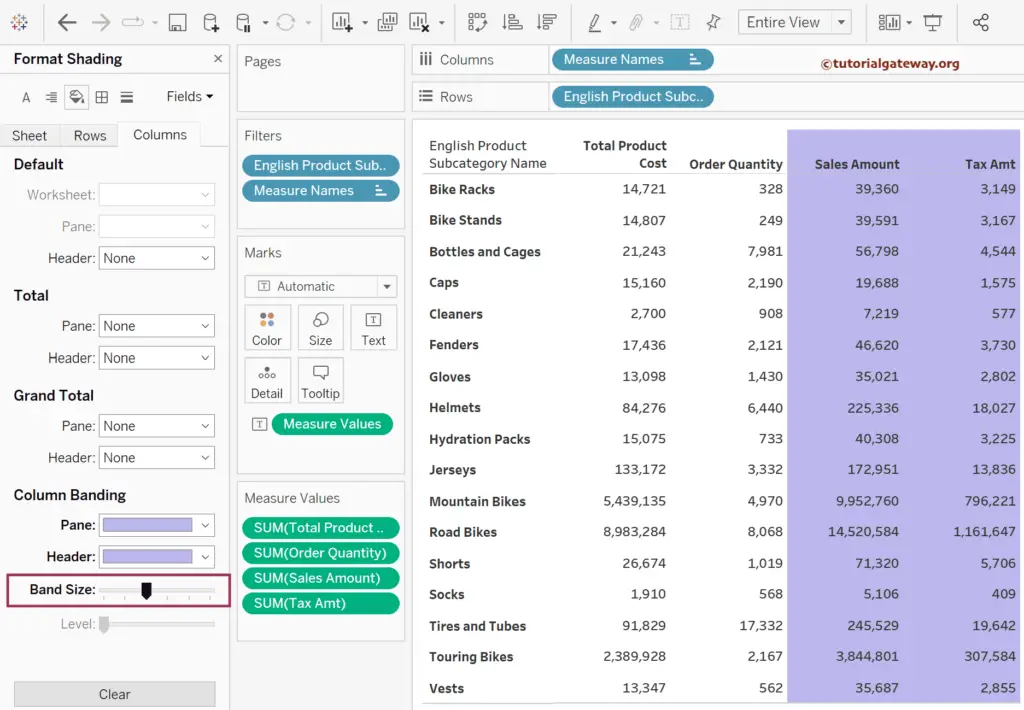 Add Alternative Column Colors to Table, Matrix, or Crosstab in Tableau