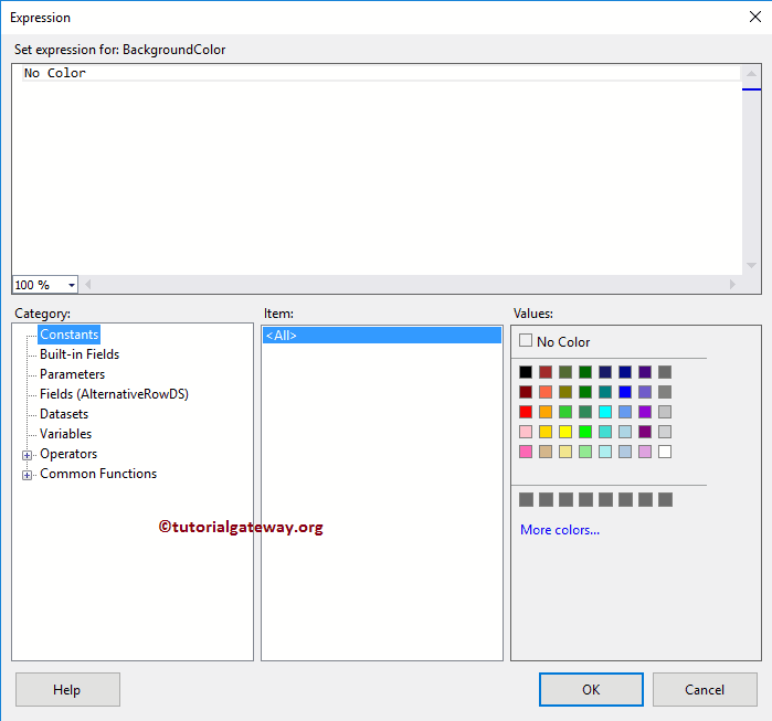 Add Alternative Row Color to a Report Expression 5