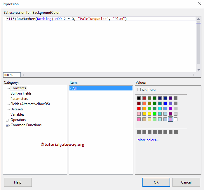 Expression for alternative background color to a SSRS report 6