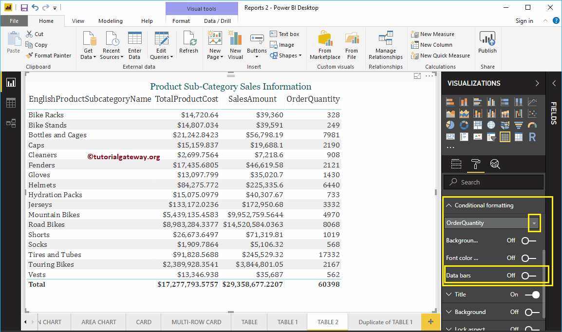 Add Data Bars to Table in Power BI 8