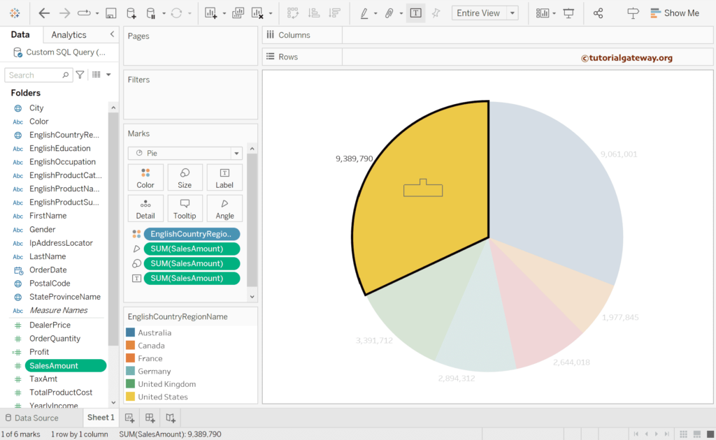Select and Drag to Add Data Labels inside a Tableau Pie Chart