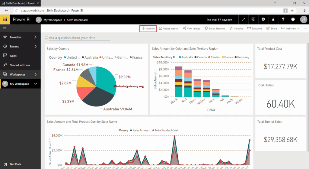 Add Tile option in Dashboard 2