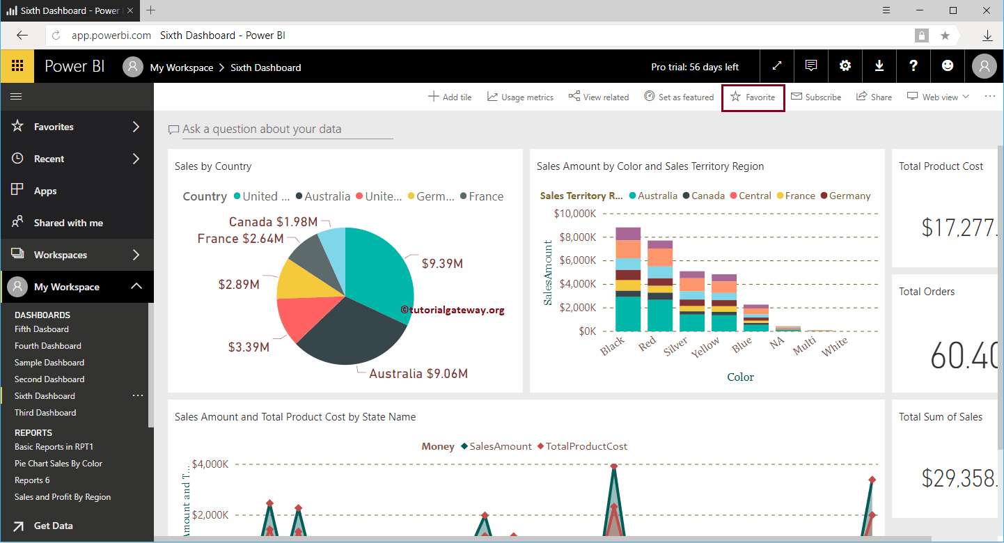 Use button to Add Power BI Favorites 3