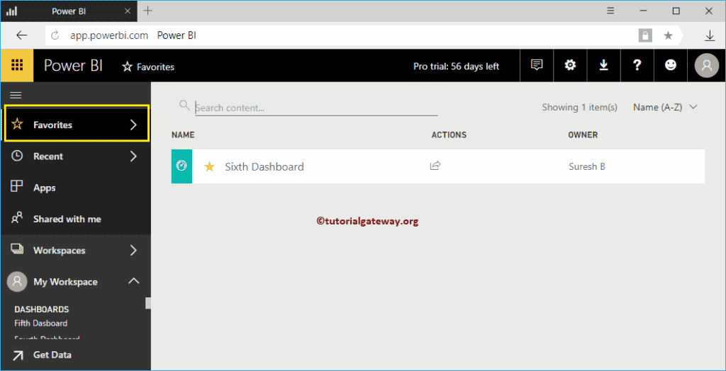 Add Power BI Favorites 5