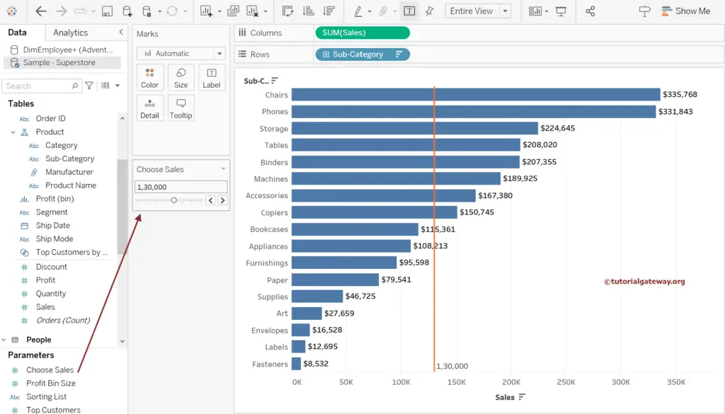 Add Reference Line using Tableau Parameter 5
