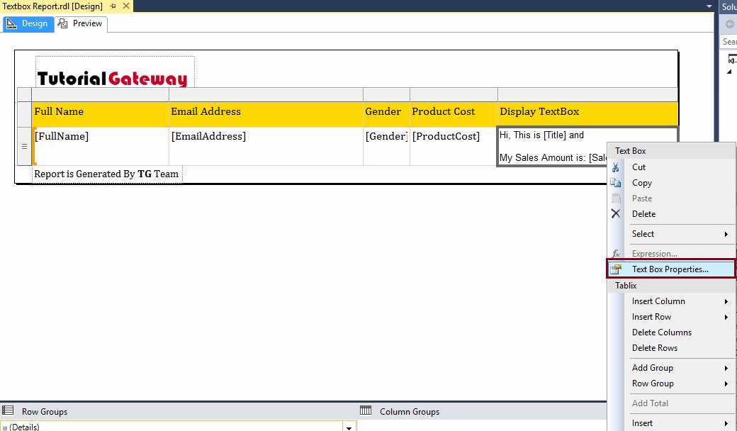 Add TextBox to SSRS Report 18