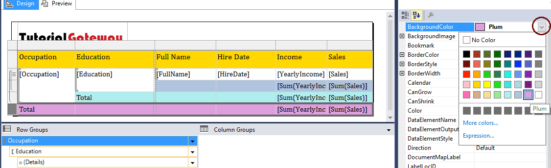 Add Total and SubTotal to SSRS Report 11