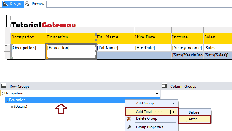 Add Total and SubTotal to SSRS Report 7