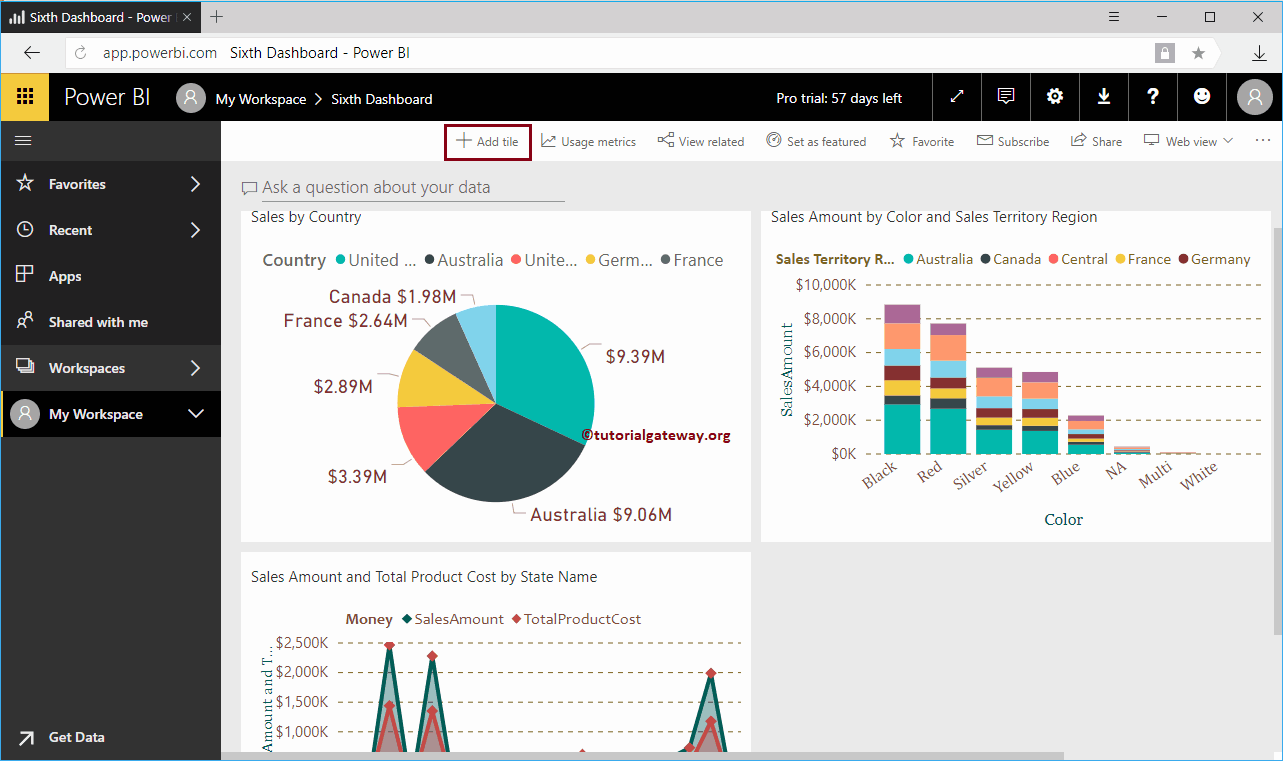 Add Tile to Dashboard 2