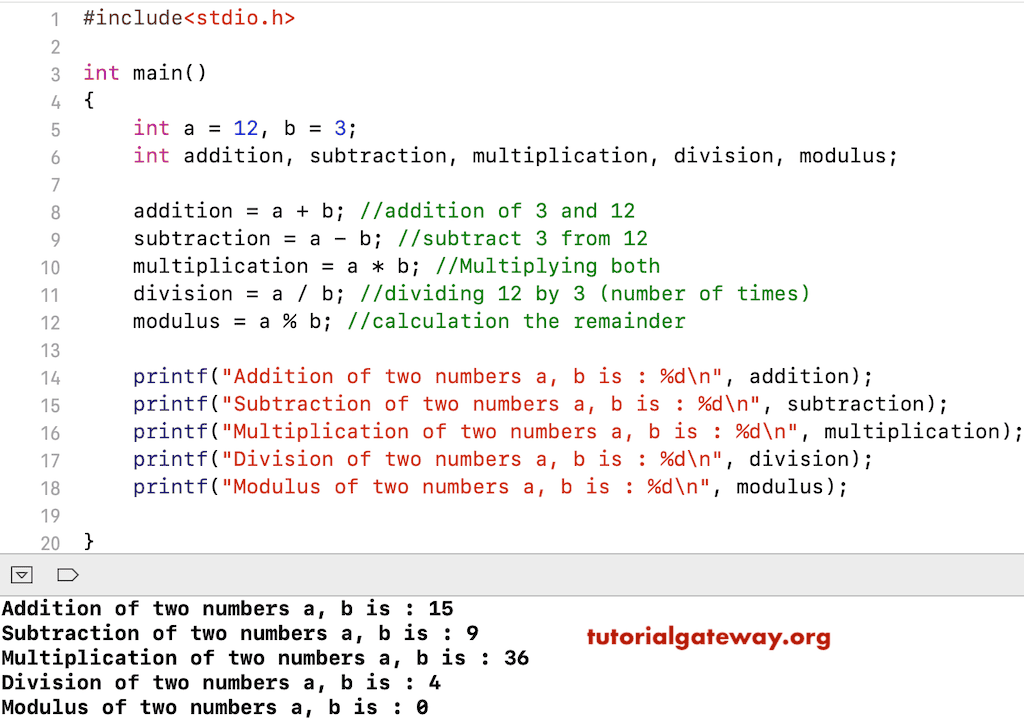 Arithmetic Operators In C Programming