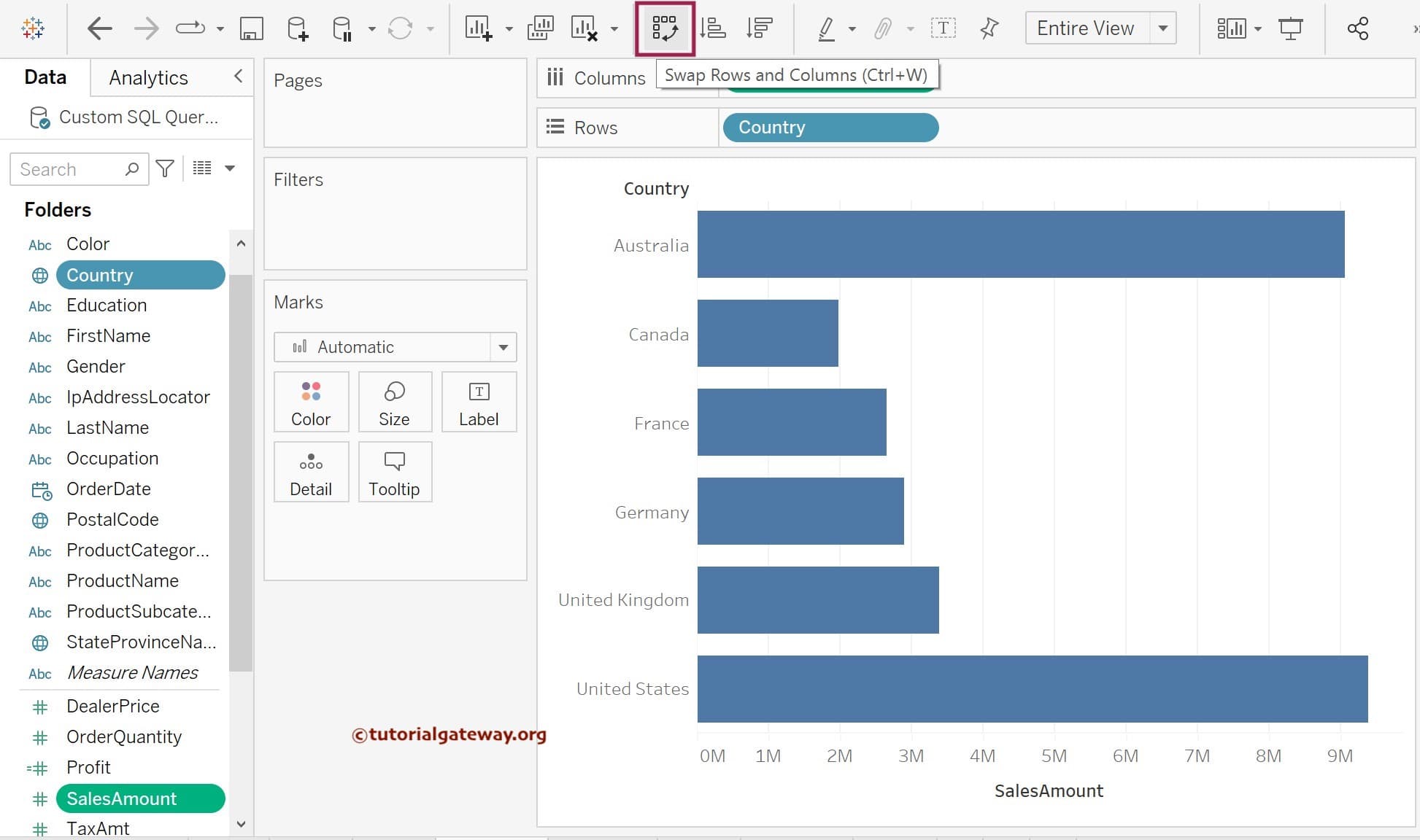 Data Labels or Sales on Top of the Tableau Bar Chart
