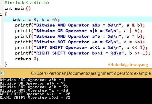  Bitwise operators in C