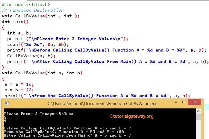 Functions Call By Value