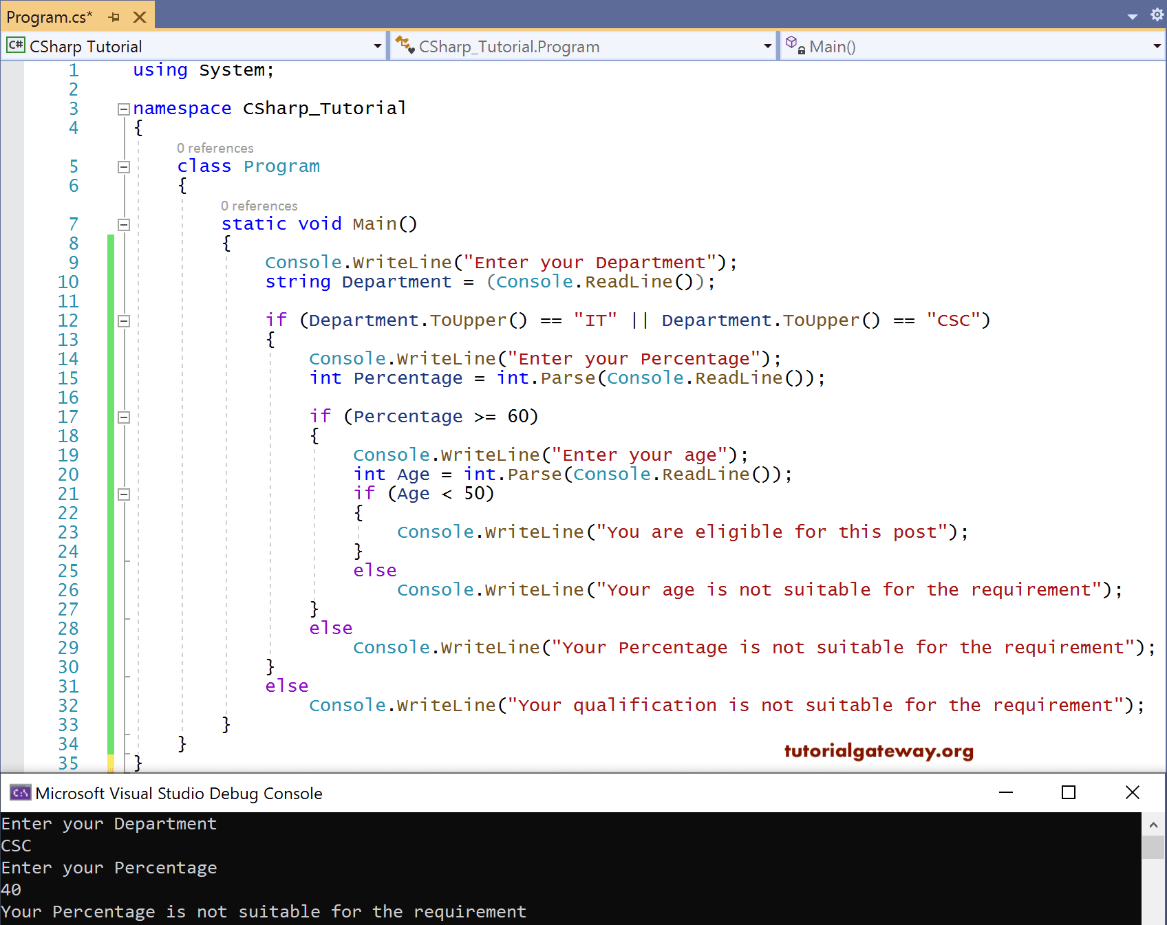 C# Nested If Statement 1