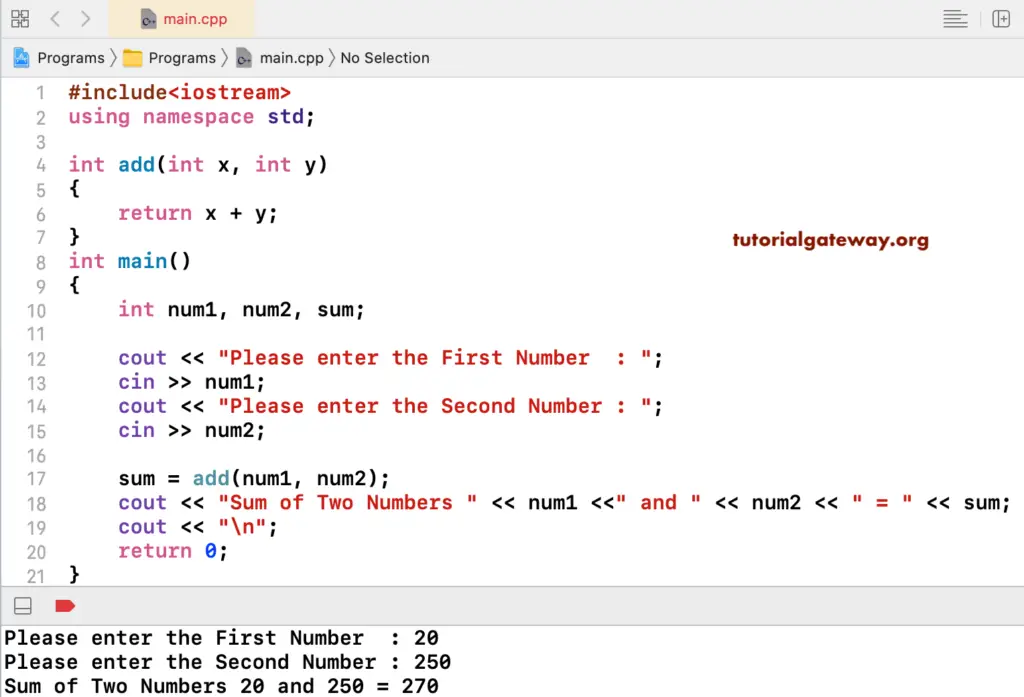 C++ Program to Add Two Numbers 3