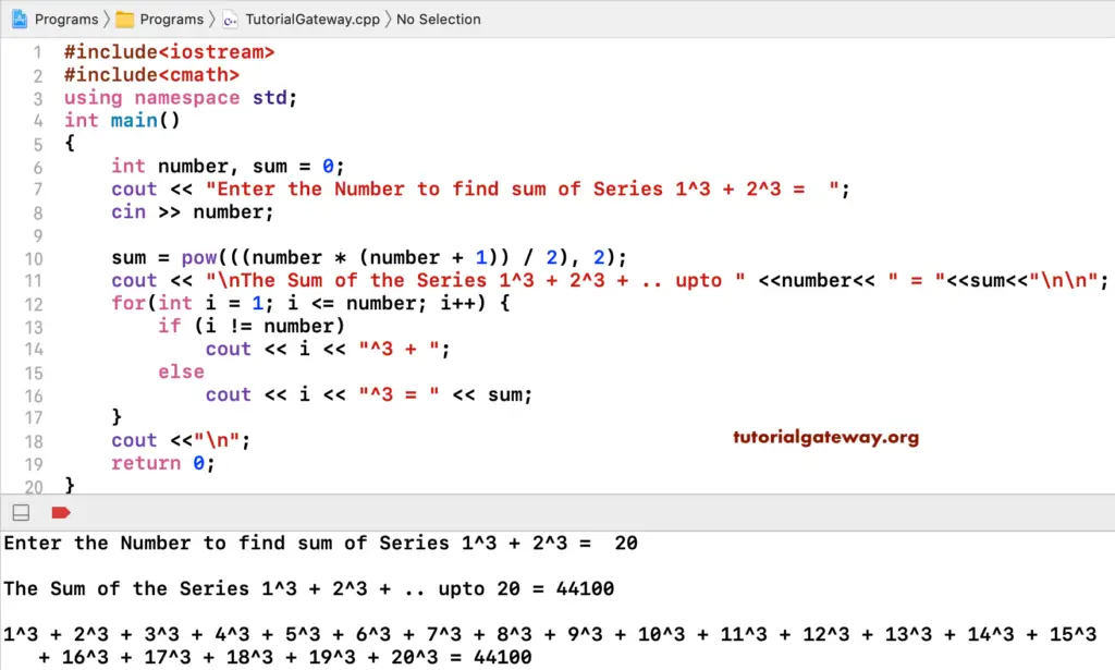 C++ Program to Calculate Sum of Series 1³+2³+3³+n³ 2