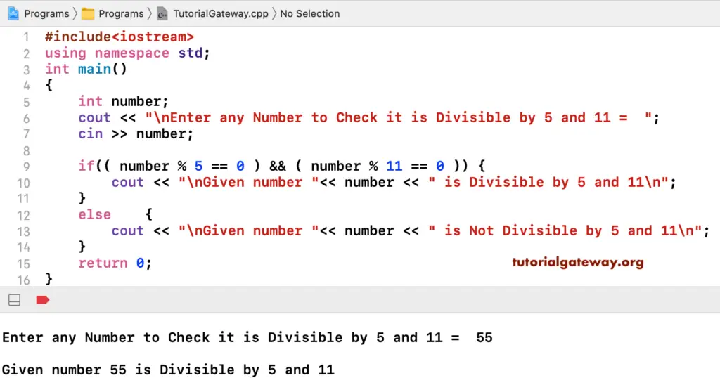 C++ Program to Check Number is Divisible by 5 And 11 1