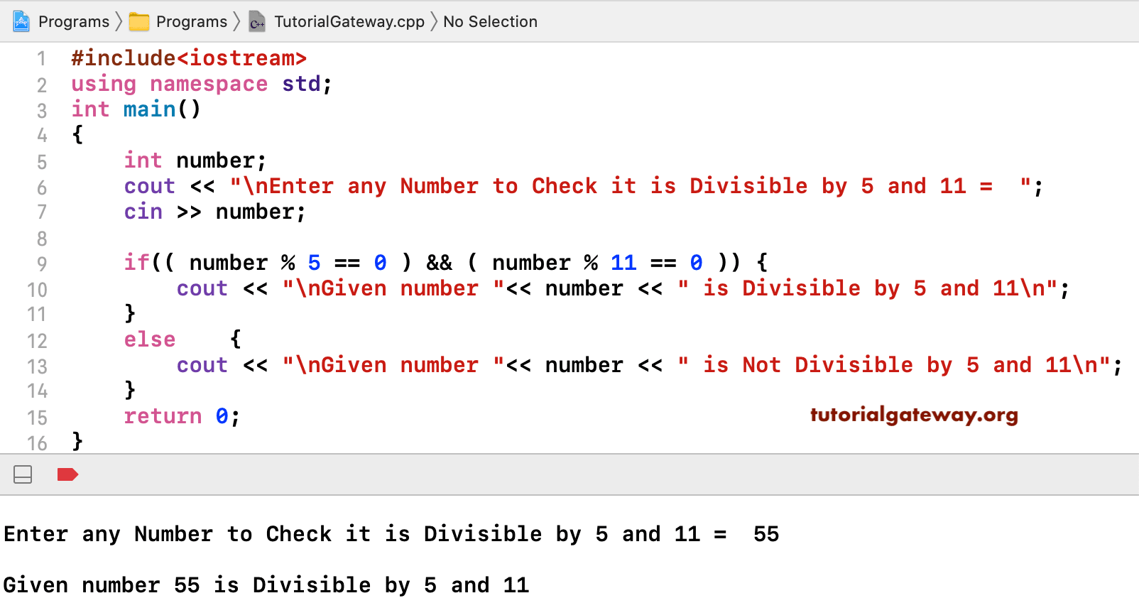 C++ Program to Check Number is Divisible by 5 And 11 1