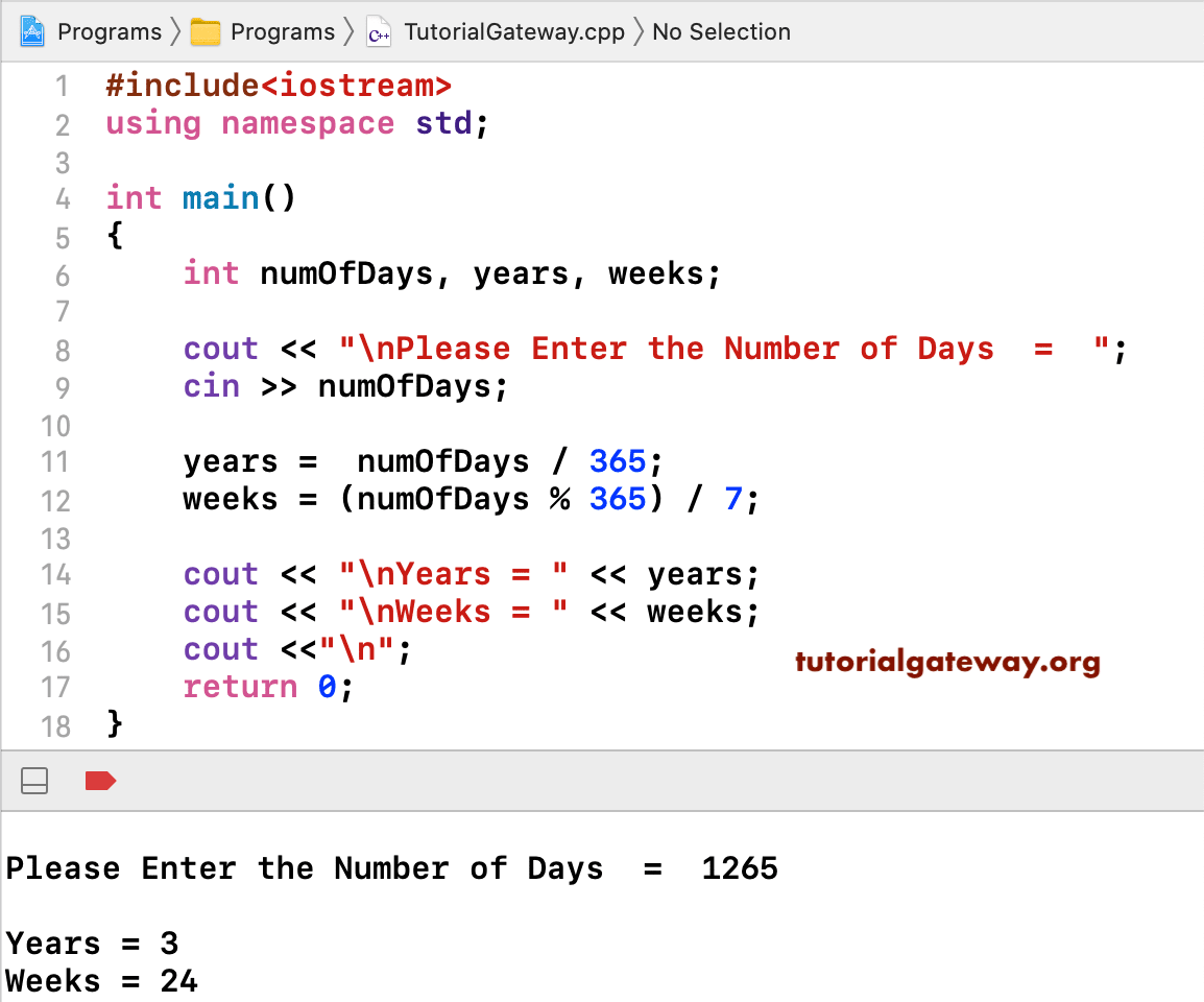 C++ Program to Convert Days to years and Months 1