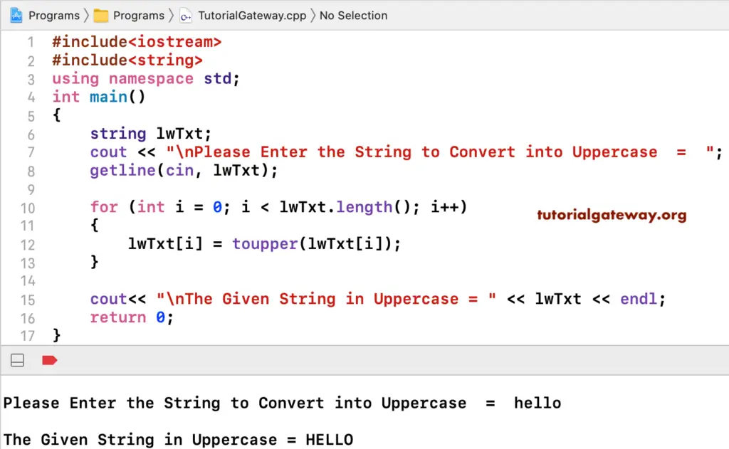 C++ Program to Convert String to Uppercase 1