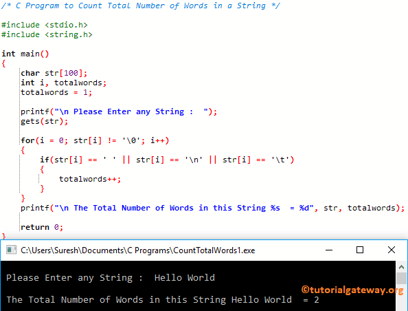 C Program to Count Total Number of Words in a String 1