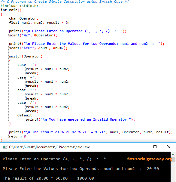 C Program To Create Simple Calculator LaptrinhX
