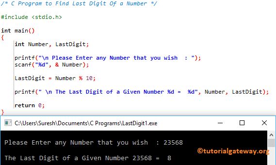 C Program to Find Last Digit Of a Number 1
