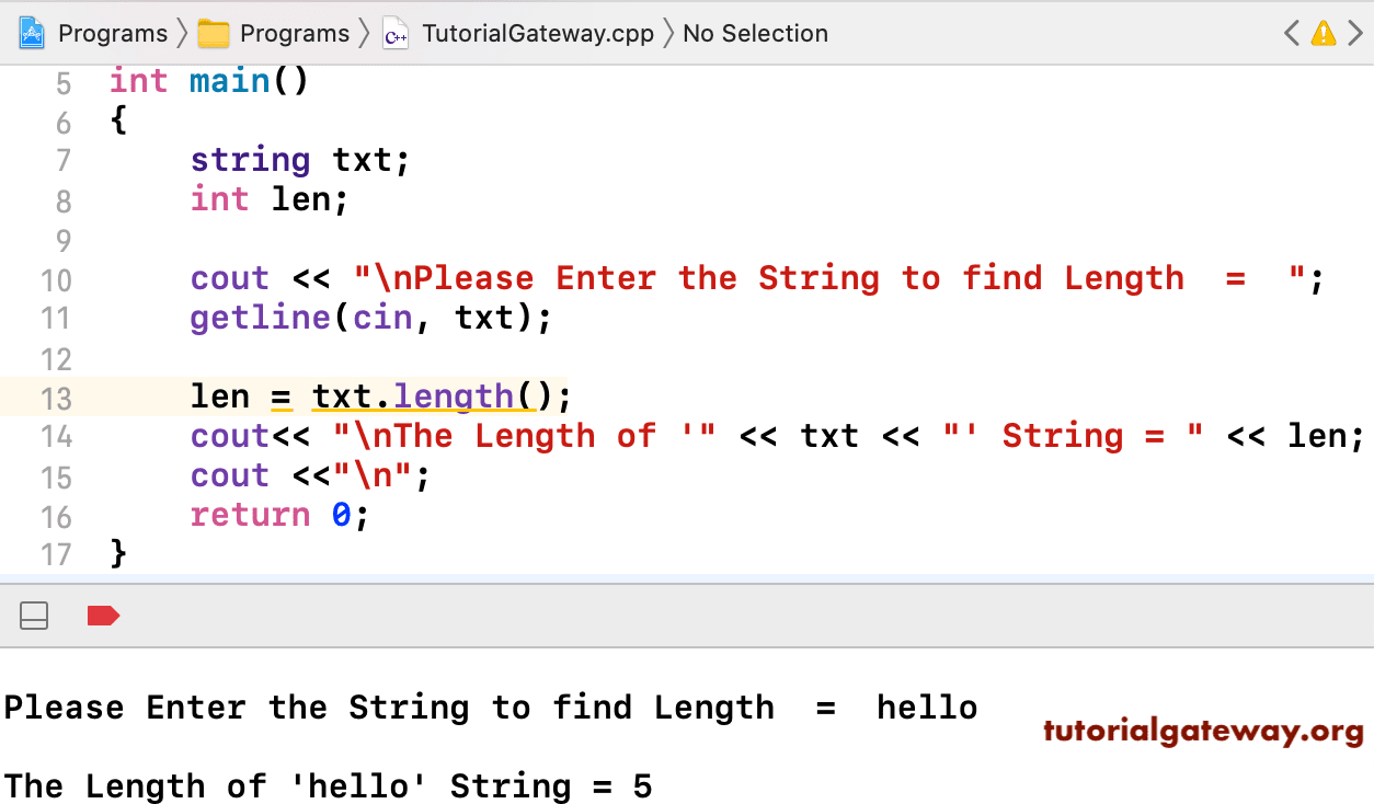 Scaring forgive Stem C++ Program to Find String Length