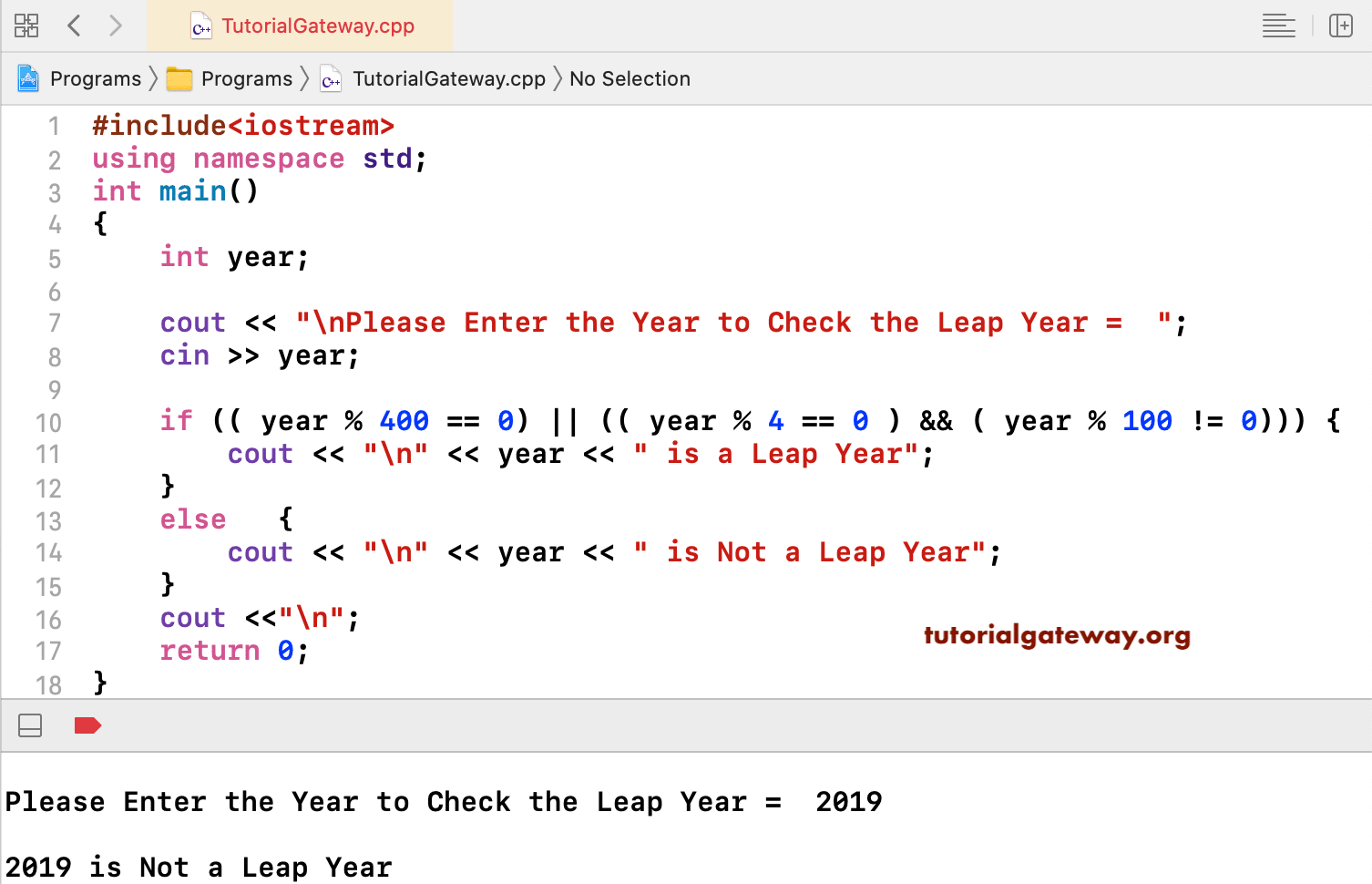 C++ Program To Find Year Is Leap Year