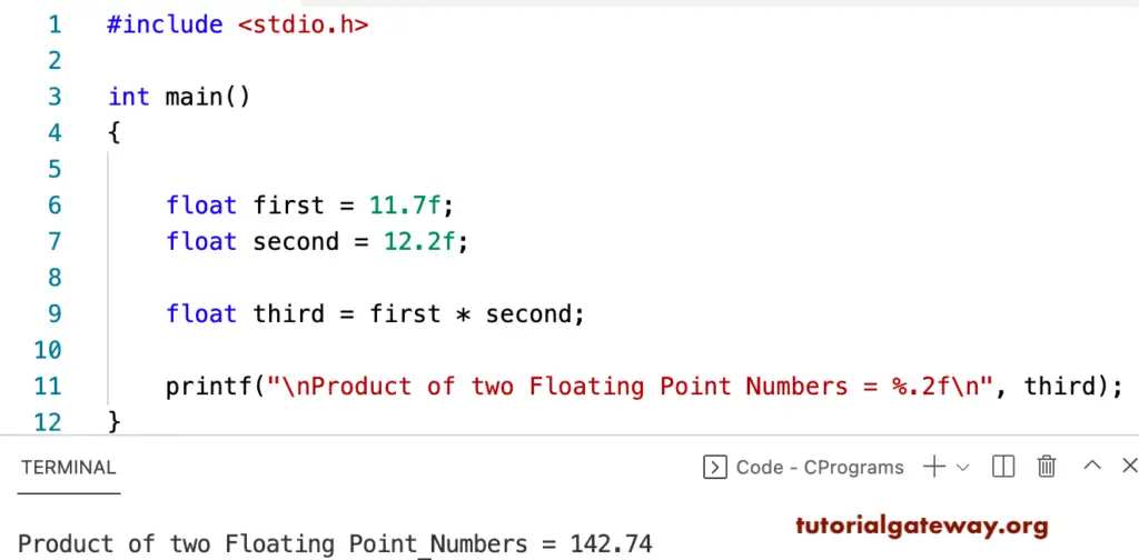 C Program to Multiply Two Floating Point Numbers