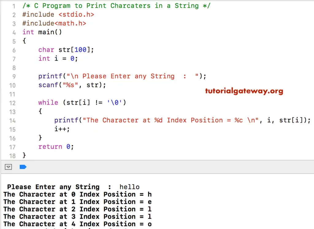 C Program to Print Characters in a String 1