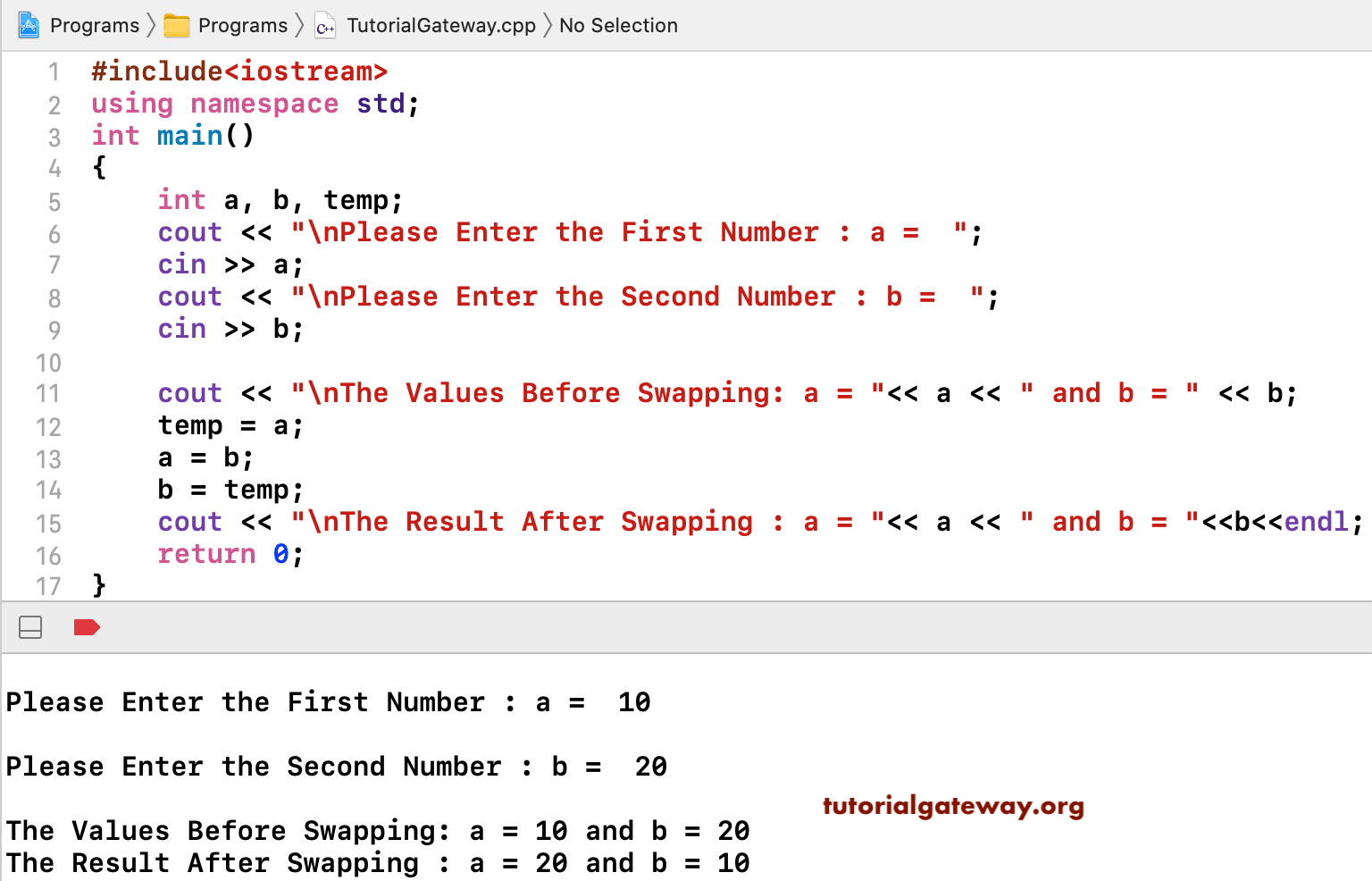 C++ Program to Swap Two Numbers 1