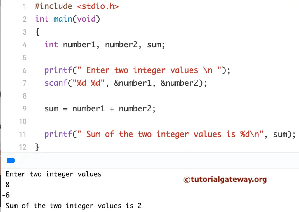 C Program to add Two Negative numbers