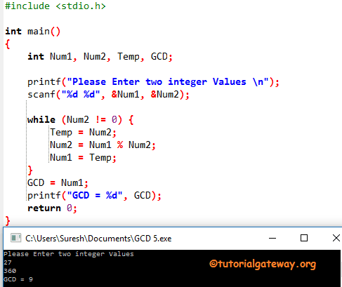 C Program to find GCD of Two Numbers 2