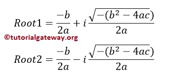 Java Program to find Roots of a Quadratic Equation