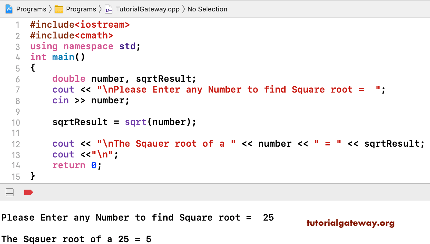 C++ Program to find Square Root of a Number 1
