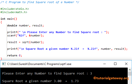 C Program to find Square root of a Number 1