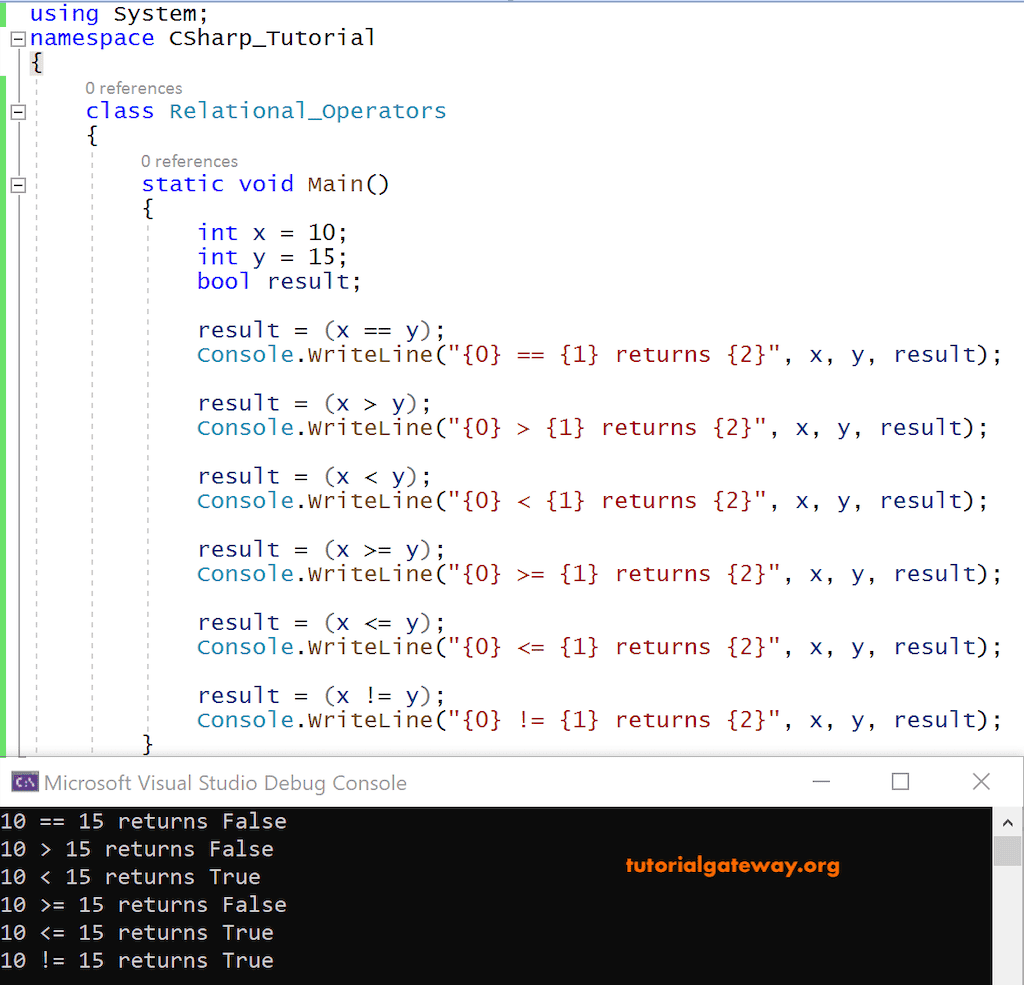 C Relational Operators