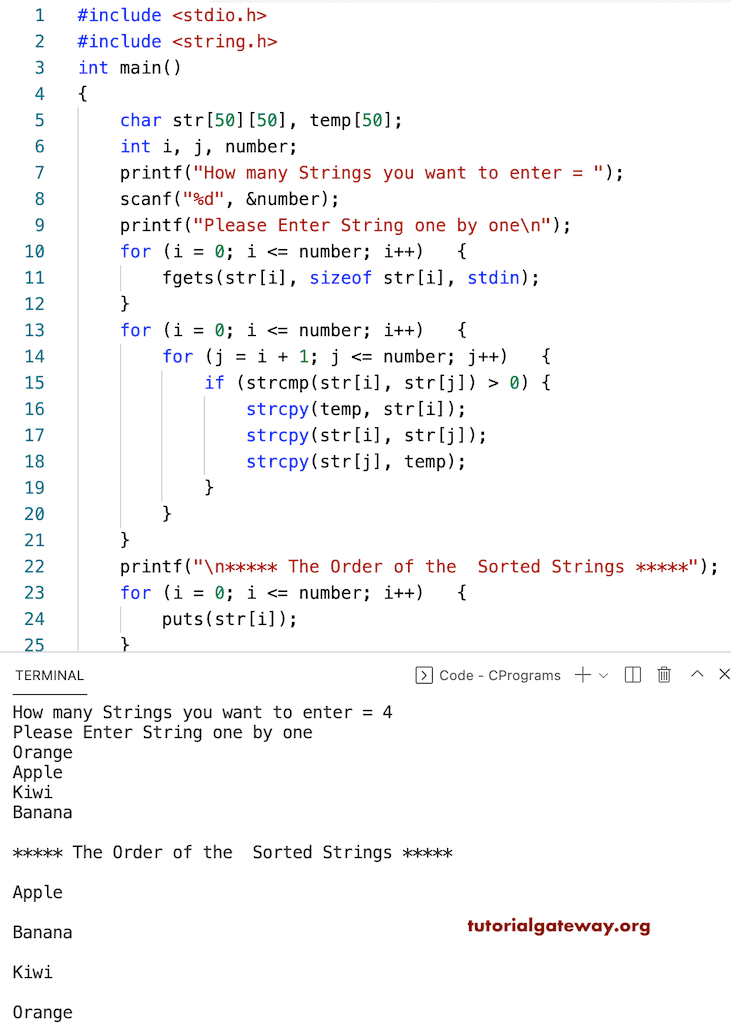 C program to Sort Names in Alphabetical Order C program to sort names in alphabetical order