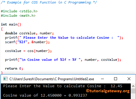 COS Function in C Programming 1