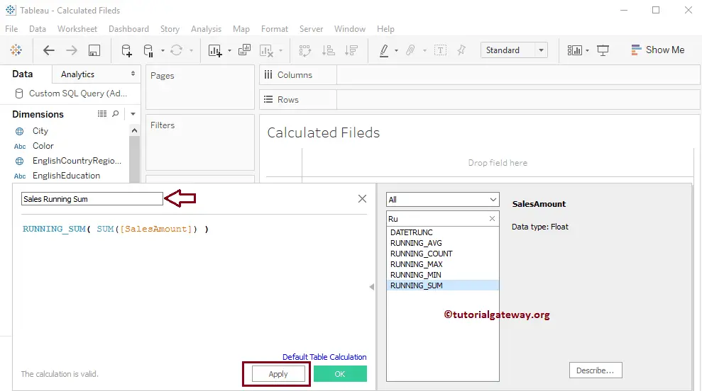 Calculated Field in Tableau 8