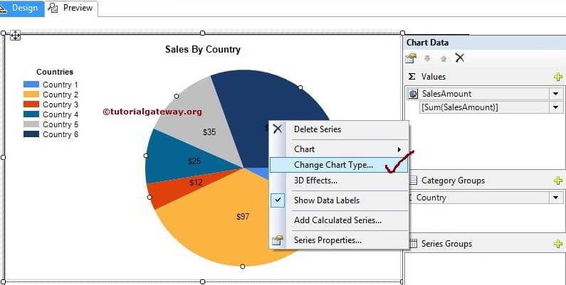 Change Pie Chart in SSRS 2014