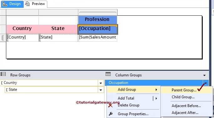 Column Grouping in SSRS Matrix Report 1