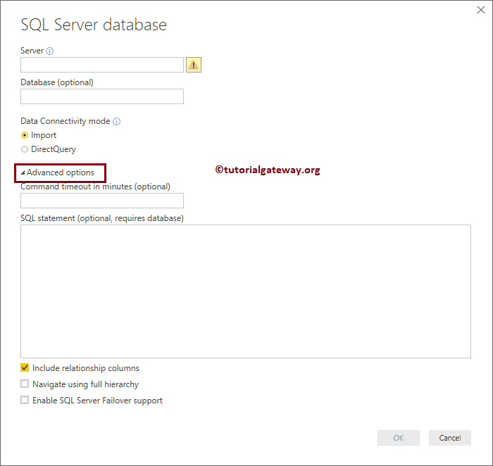 Advanced Options to Connect Power BI to SQL Server 5