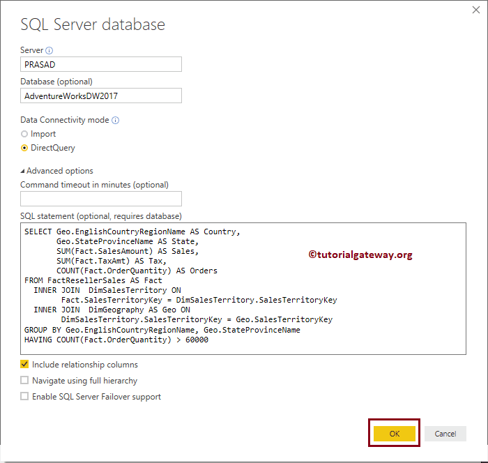 Connect Power BI to SQL Server 5
