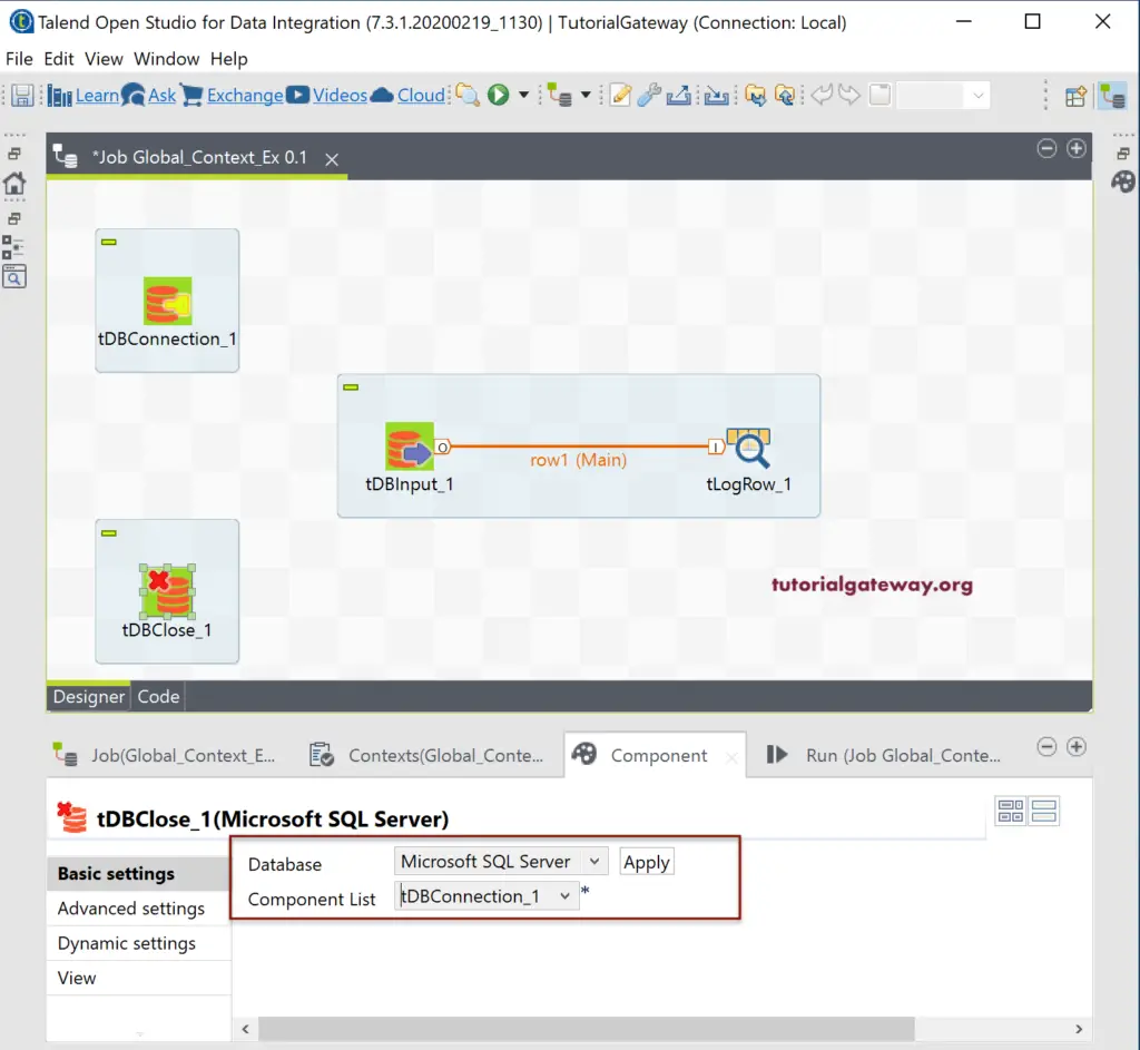 Connect Talend to DB using Context Group 12