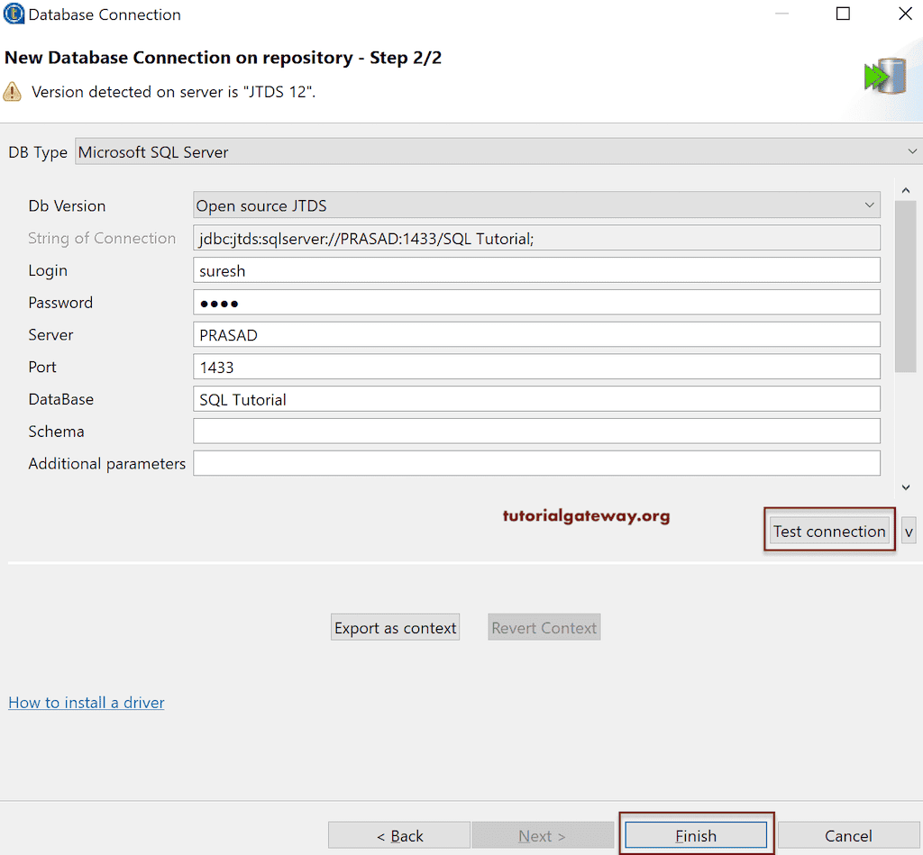 Database Connection Details