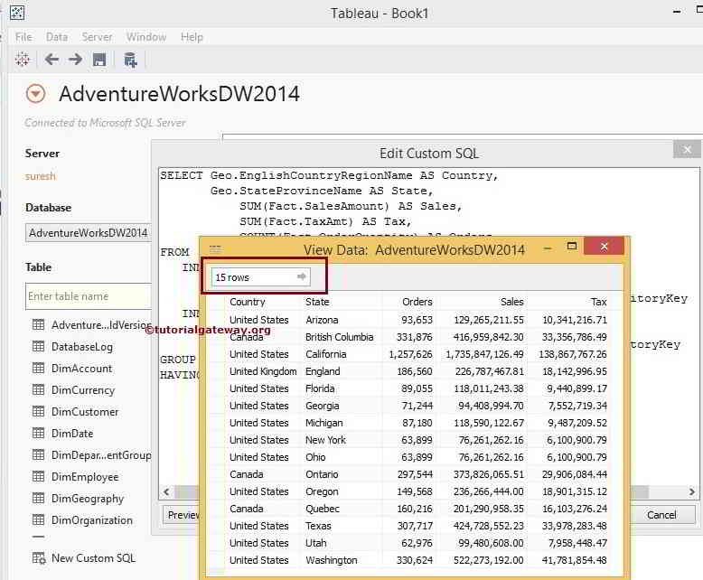 Connecting Tableau to SQL Server 11
